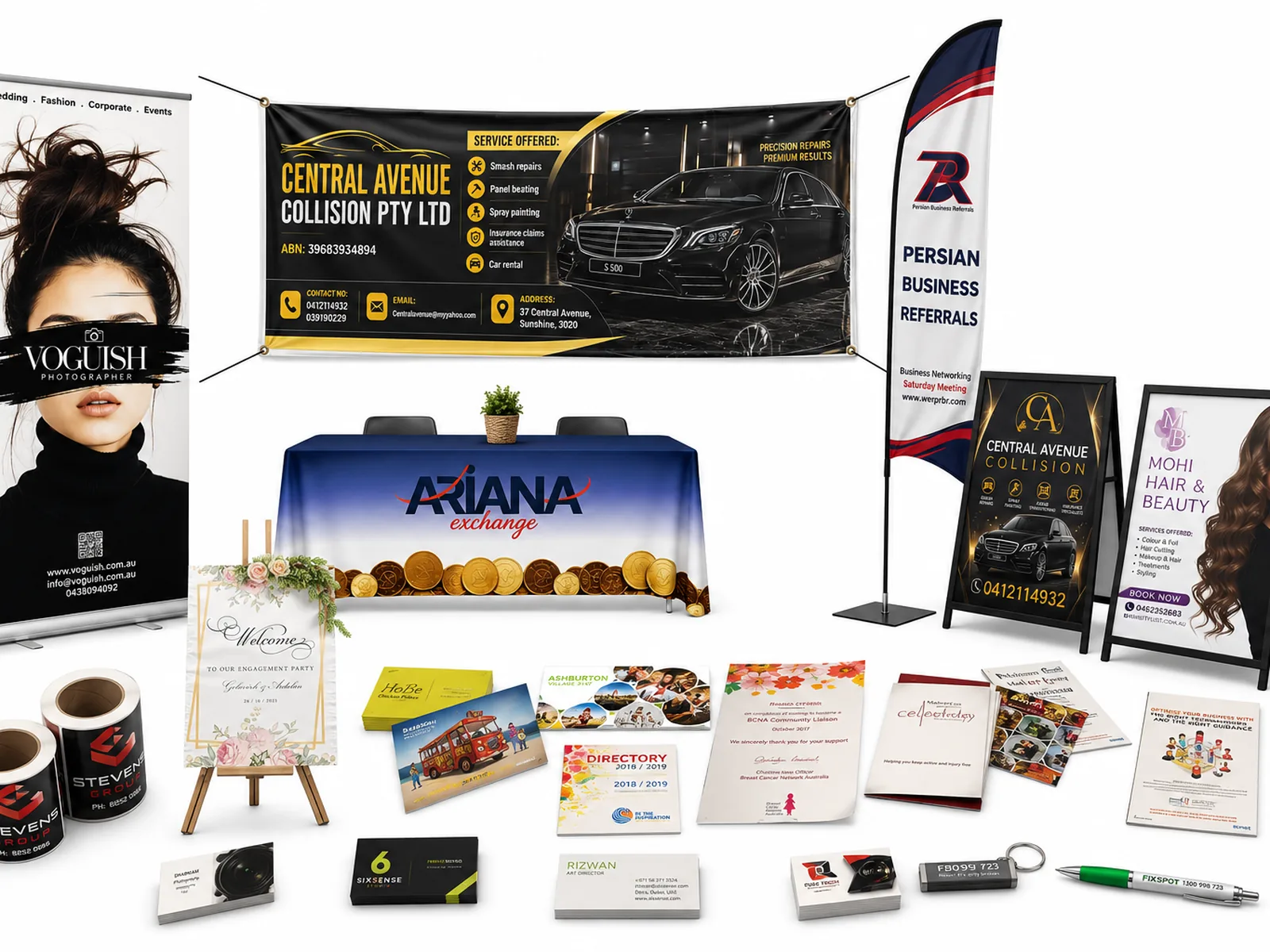 TargetMind product showcase with banners, stationery, signs, stickers and branded print products