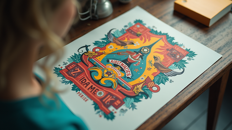 High angle view of a colorful and engaging poster design
